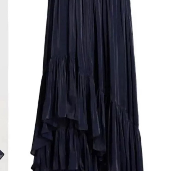 CINQ A SEPT Soliel navy blue dress size 6 ruffle trapeze midi sleeveless  tiered